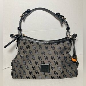 Dooney & Bourke Signature Monogram Canvas & Leather Buckle Strap Shoulder Bag